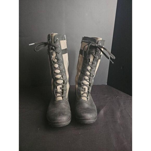 UGG Shoes - UGG Women's Gray Black Waterproof Lace-Up Zip-Up Boots Adjustable Strap Size 7